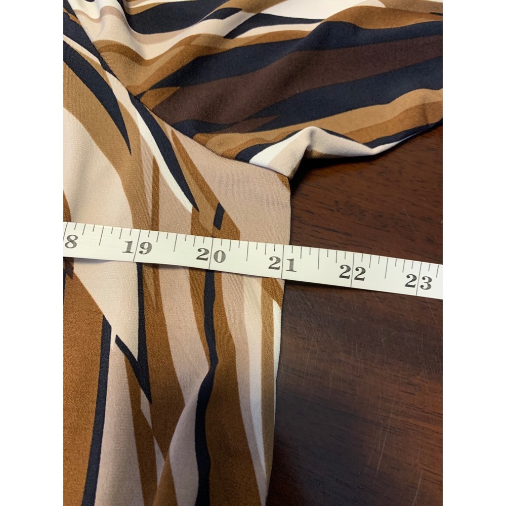 Dressbarn 1X Artsy Strip Swirl Print Open Front Peplum Cardigan - Picture 5 of 8